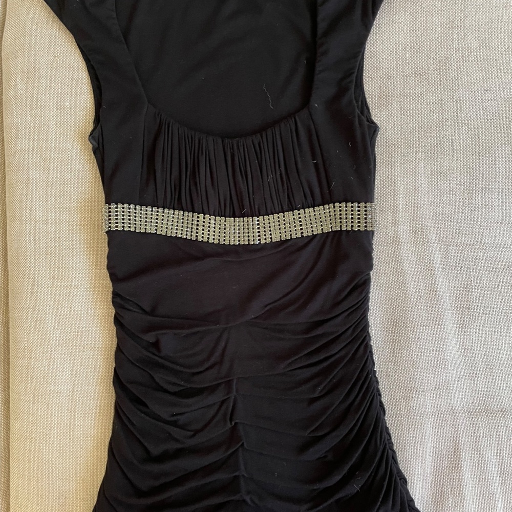Black Sky ruched dressy top with Rhinestone detail Size Small